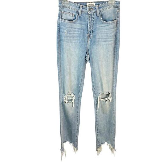 L' AGENCE Highline skinny Jeans High Rise Light Wash Destruct Fray Hem Size 25 - Picture 1 of 8